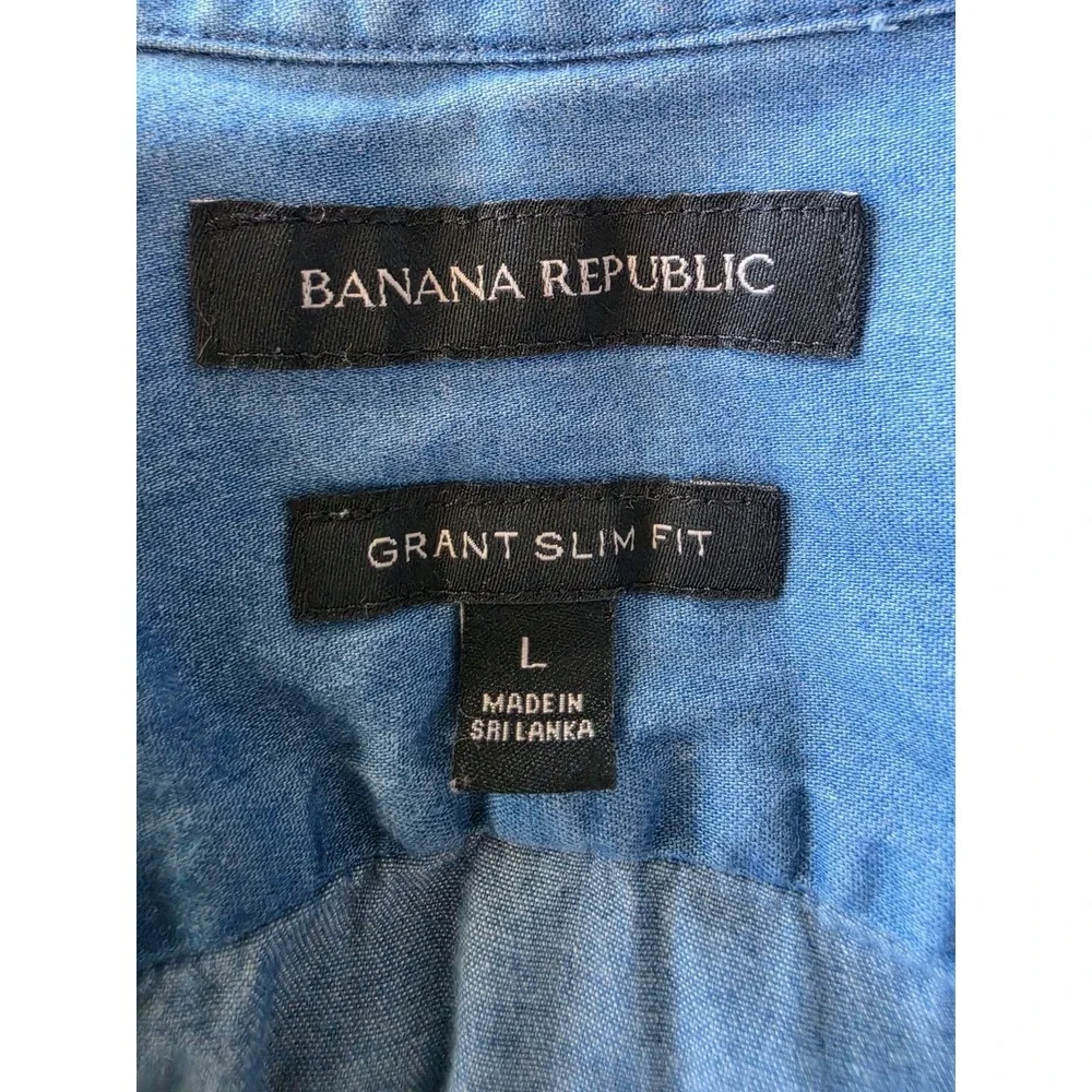 Banana Republic Men's Long Sleeve Shirt Size L Blue Cotton Casual Elevated Basic